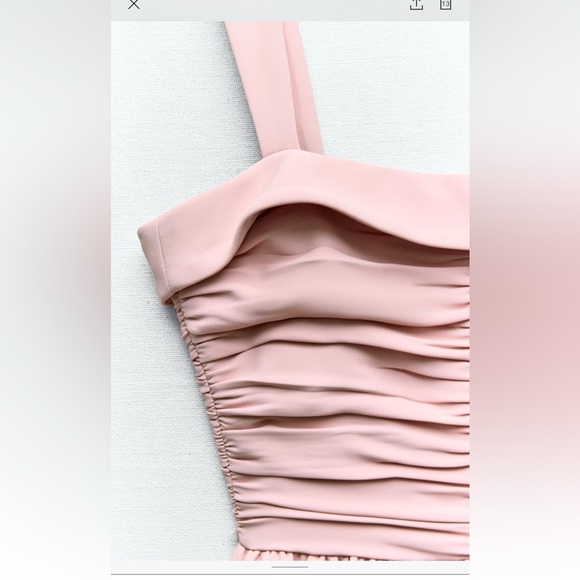 Zara NWT draped balloon bubble hem pink mini dress with ruched detail - Picture 12 of 15